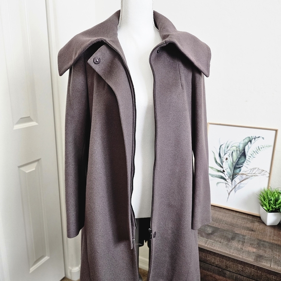 Zara Wool Angora Blend Midi Trench Coat Brown Mauve SZ Small - Picture 5 of 11